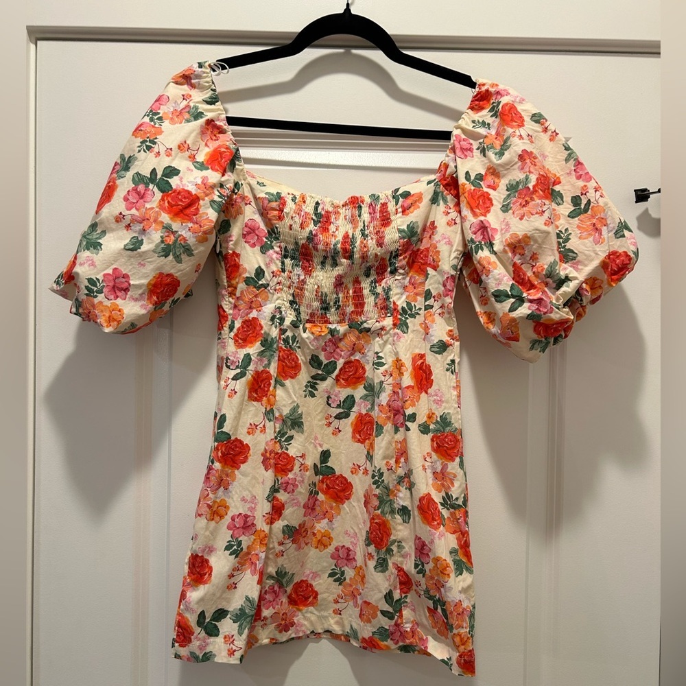 Zara “The Caroline” Floral Puff Sleeve Mini Dress Cottagecore Sz S - Picture 7 of 8